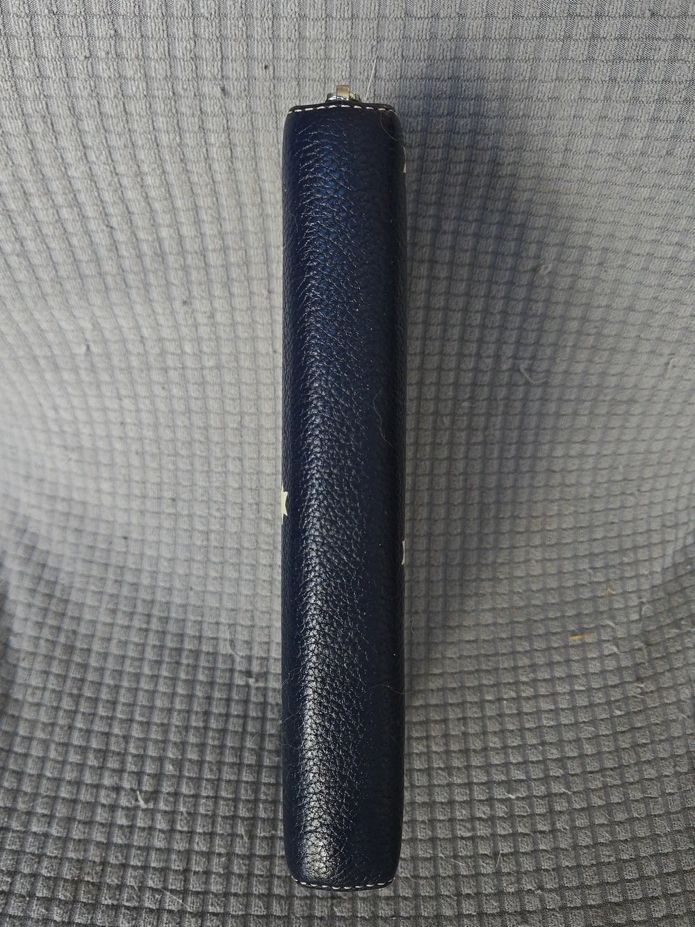 Loewe Navy Pebbled Leather Zip Wallet with Cream Star Accents